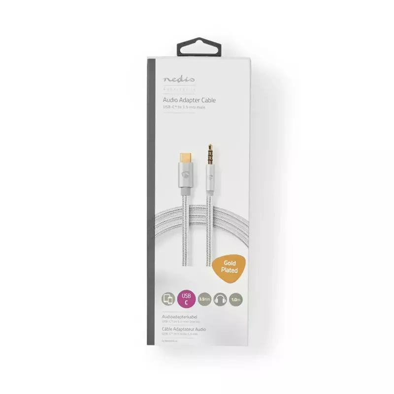 Audio kabelis Nedis CCTB65940AL10 1m USB C uz 3.5mm Alumīnijs