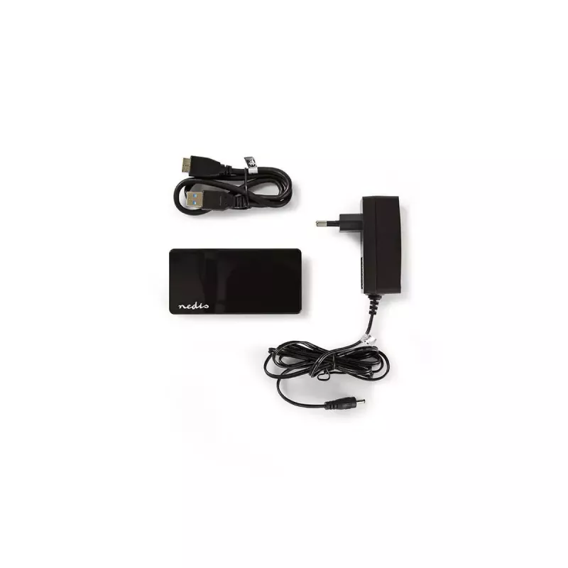 USB centrmezgls Nedis UHUBU3420BK USB 3.2 Gen 1 Micro-B melns