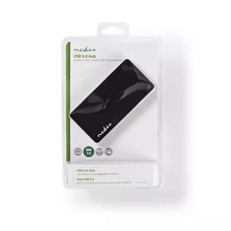 USB centrmezgls Nedis UHUBU3420BK USB 3.2 Gen 1 Micro-B melns