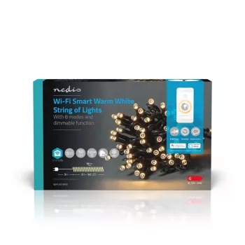 Dekoratīva gaismas virtene Nedis WIFILX01W50 — 50 LED spuldzes, 1,81 W, USB, IP65, 5 m kabelis