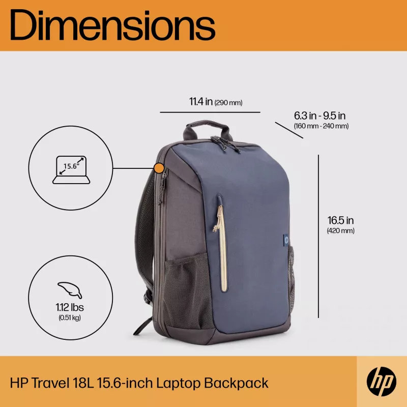 HP Travel 18 litru 15.6 Blue Night portatīvā mugursoma, Mugursoma, 510 g