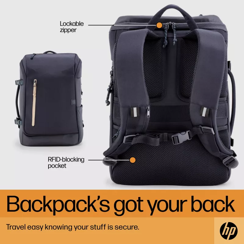 HP Travel 25 litru 15.6 zila portatīvā mugursoma Maksimālais ekrāna izmērs 39,6 cm Svars 860 g