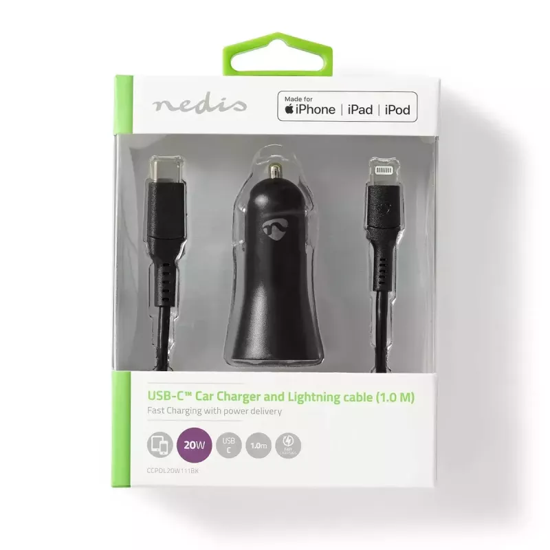 Mobilo ierīču lādētājs Nedis CCPDL20W111BK Universal Melns Cigar lighter Auto 12-24V