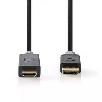 Video kabeļa adapteris Nedis CCBW37100AT10 1m DisplayPort–HDMI, melns