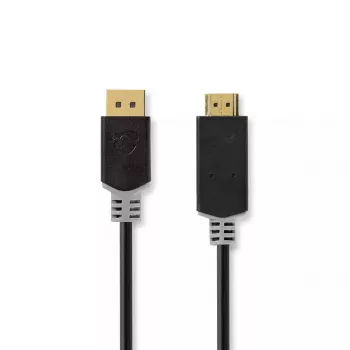 Video kabeļa adapteris Nedis CCBW37100AT10 1m DisplayPort–HDMI, melns