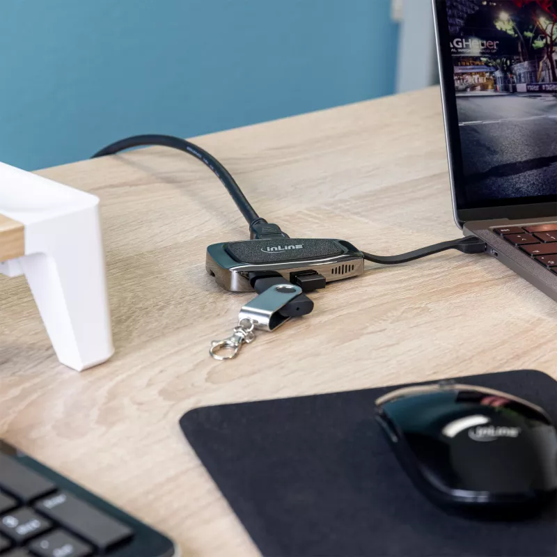 USB centrmezgls InLine USB 3.2 Gen. 2 Multi Hub (2xUSB-A + 1xHDMI + 1xUSB-C)