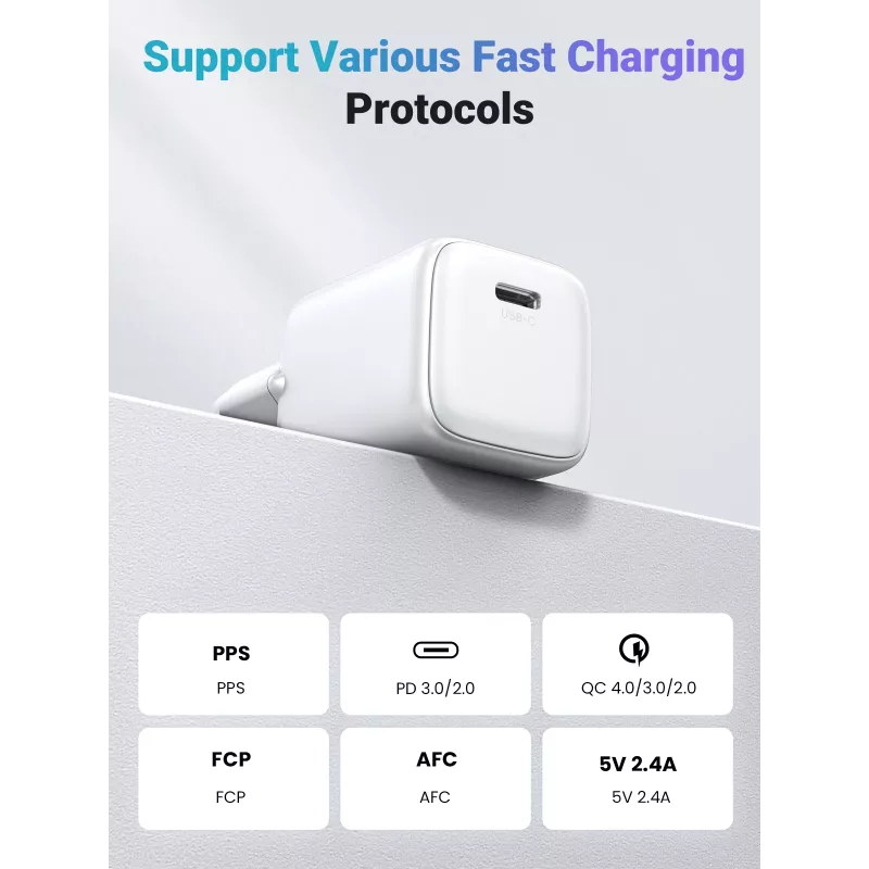 Iekštelpu lādētājs Ugreen 15324 universāls balts maiņstrāva 1 USB Type-C ports