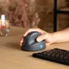 R-Go Tools Verticalā pele R-Go HE Basic, ergonomiska pele, vidēja (plaukstas izmērs ≥ 185 mm), labročiem, Bluetooth, pelēka