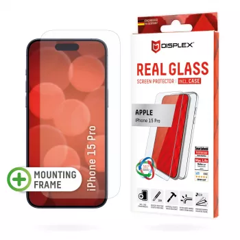 Displex ekrāna aizsargs + maciņš Apple iPhone 15 Pro, Eco montāžas rāmis, izturīgs pret skrāpējumiem