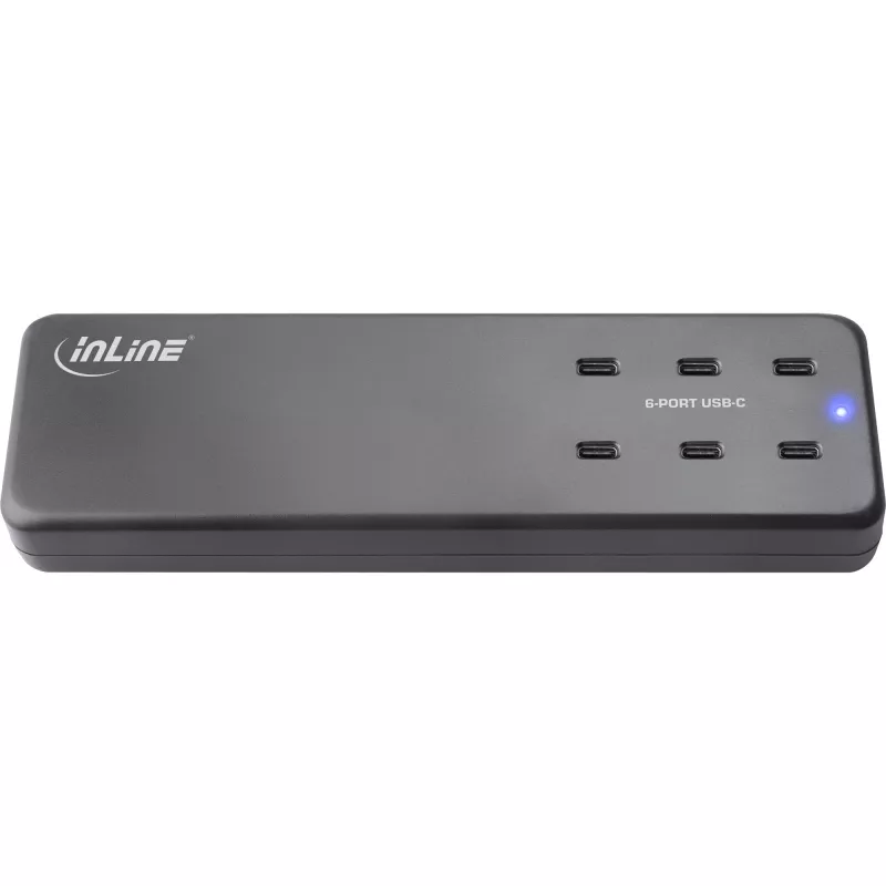 InLine Multiport barošanas bloks, lādētājs, 6x USB-C, PD 3.0, GaN, melns