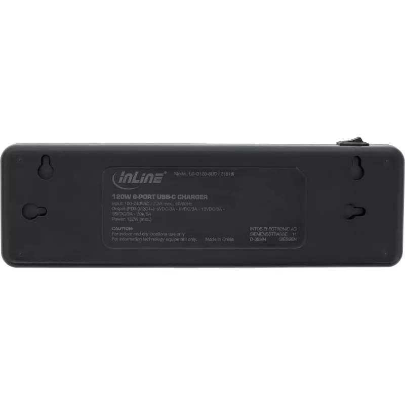 InLine Multiport barošanas bloks, lādētājs, 6x USB-C, PD 3.0, GaN, melns