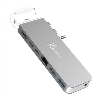 USB centrmezgls j5create JCD395 4K60 Elite Pro vadu USB4 ar MagSafe komplektu