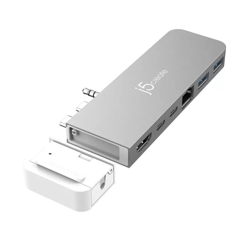 USB centrmezgls j5create JCD395 4K60 Elite Pro vadu USB4 ar MagSafe komplektu