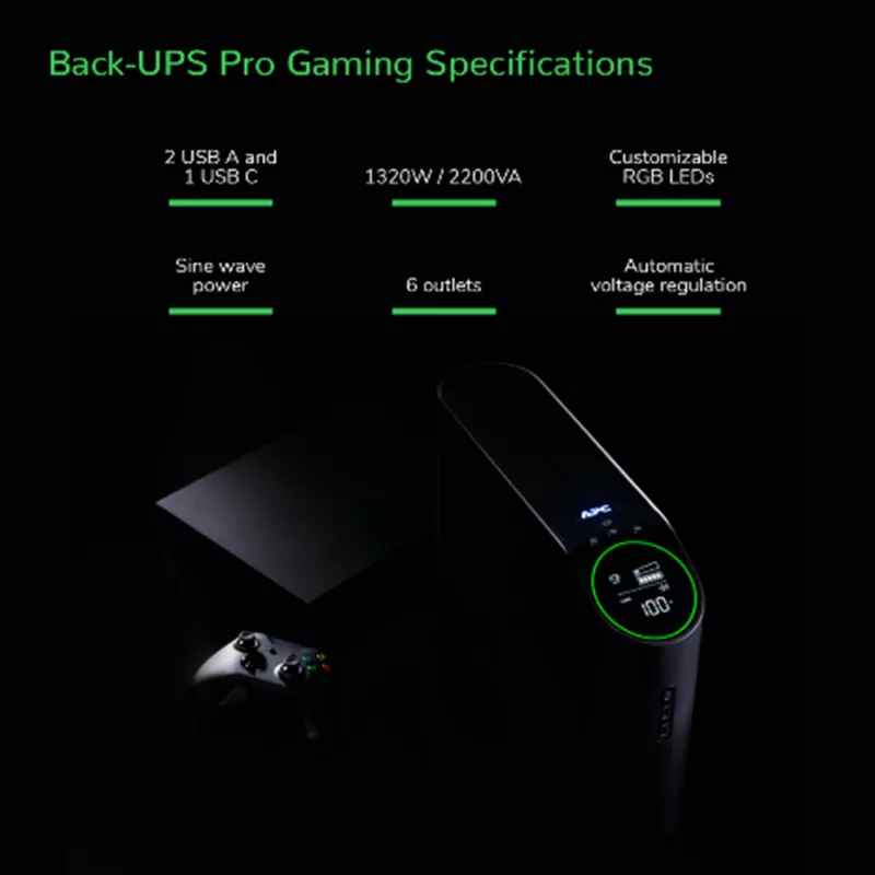APC Back-UPS Pro BGM2200B-GR - 2200VA/1320W, 4x Schuko & 2x C13 ligzdas, 3x USB lādētājs, USB datu ports