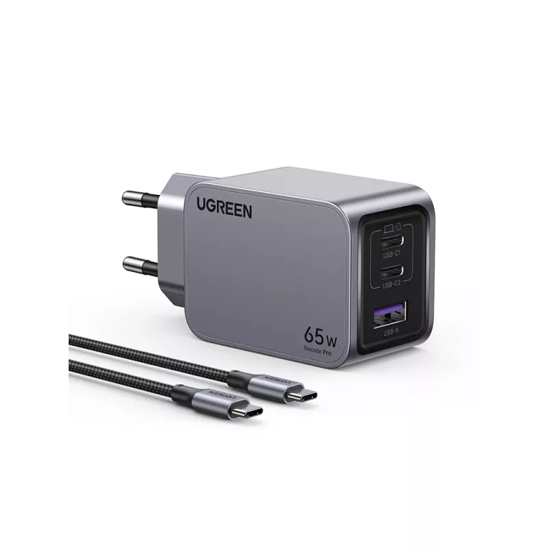 Ugreen 25871 mobilās ierīces lādētājs Universāls Pelēks Maiņstrāva Ātrā uzlāde Iekštelpu