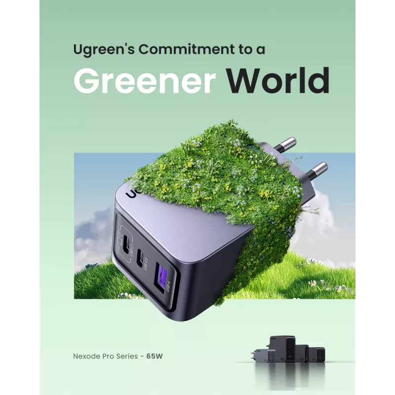 Ugreen 25871 mobilās ierīces lādētājs Universāls Pelēks Maiņstrāva Ātrā uzlāde Iekštelpu