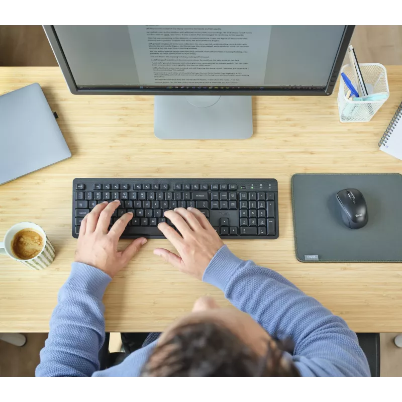 Trust Ody II tastatūra ar peli Birojam RF Bezvadu QWERTZ vācu melna