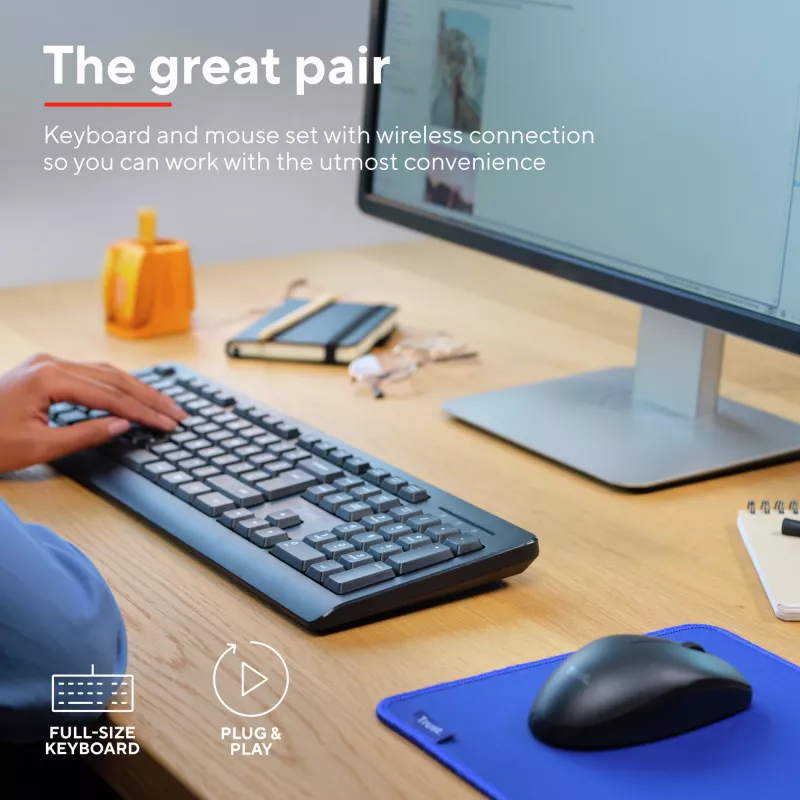 Trust Primo tastatūra ar peli birojam RF bezvadu QWERTZ vācu melna