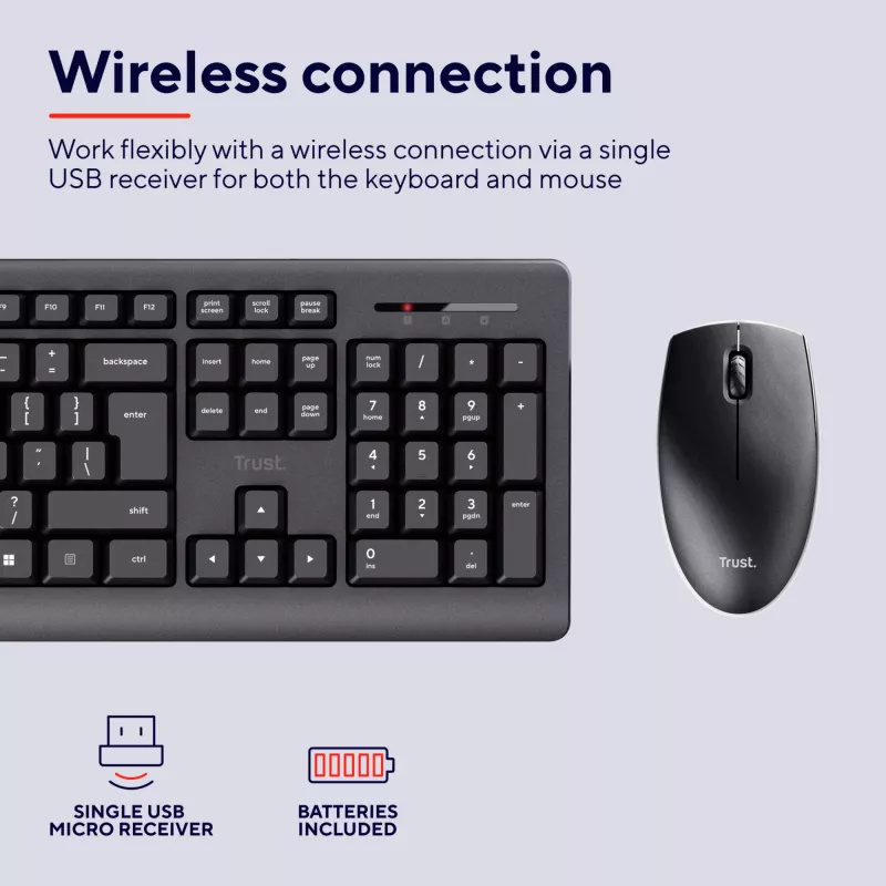 Trust Primo tastatūra ar peli birojam RF bezvadu QWERTZ vācu melna