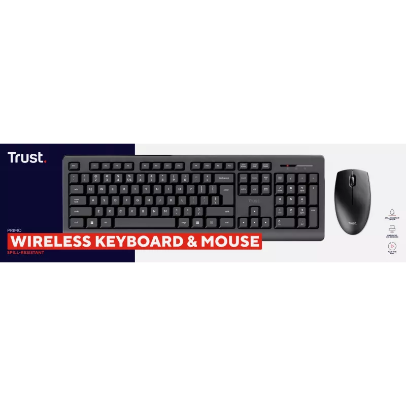 Trust Primo tastatūra ar peli birojam RF bezvadu QWERTZ vācu melna