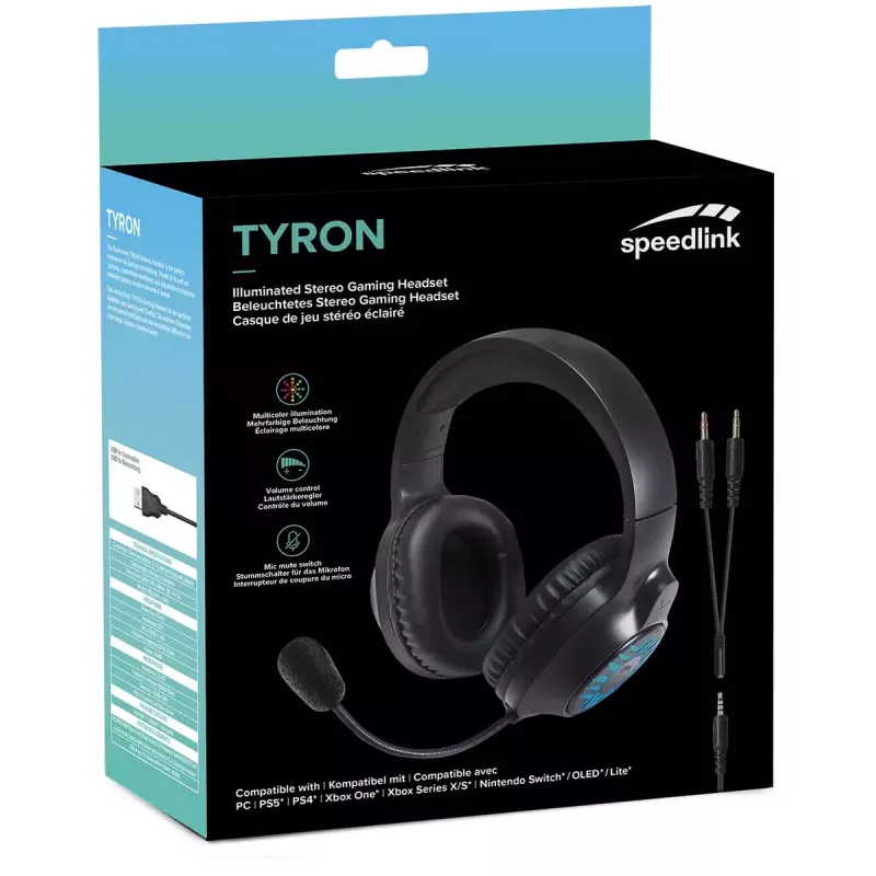 Austiņas SPEEDLINK TYRON Vadu Spēļu Melnas