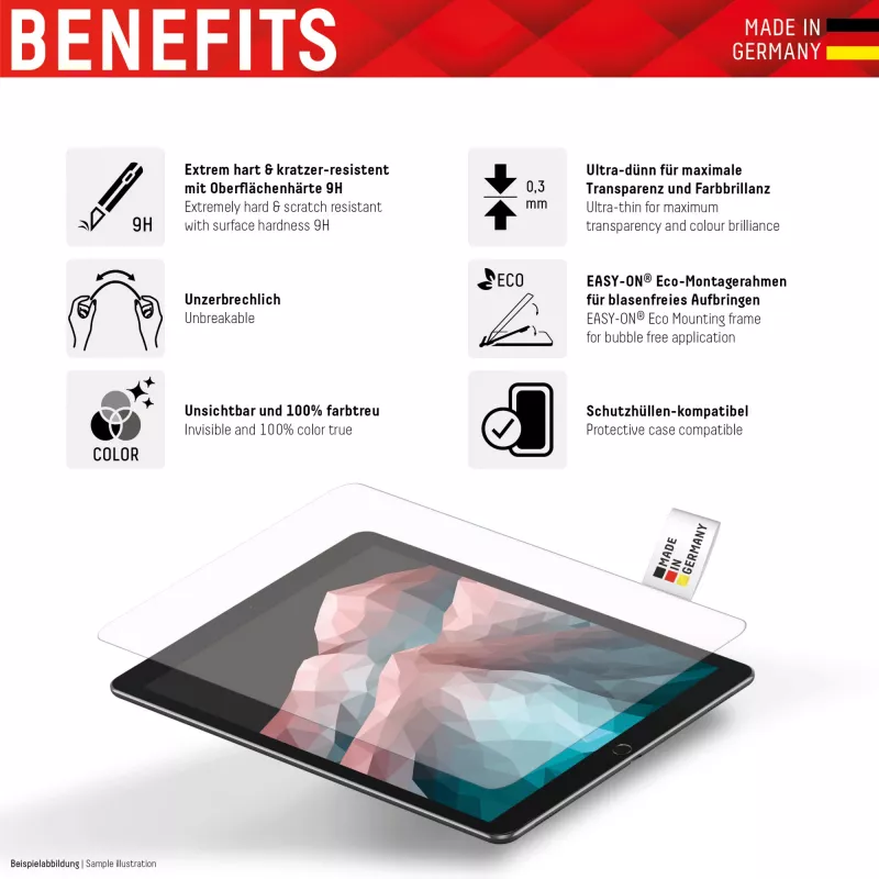 Displex planšetdatora stikls (9H) Samsung Galaxy Tab S6 Lite, Eco montāžas rāmis, neplīstošs, īpaši plāns, neredzams