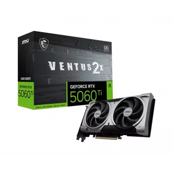 Grafikas karte MSI GeForce RTX 5060 Ti 16 GB GDDR7, PCIe 5.0, 128 bitu, 2602 MHz paātrinājums, 180 W, 2 ventilatori