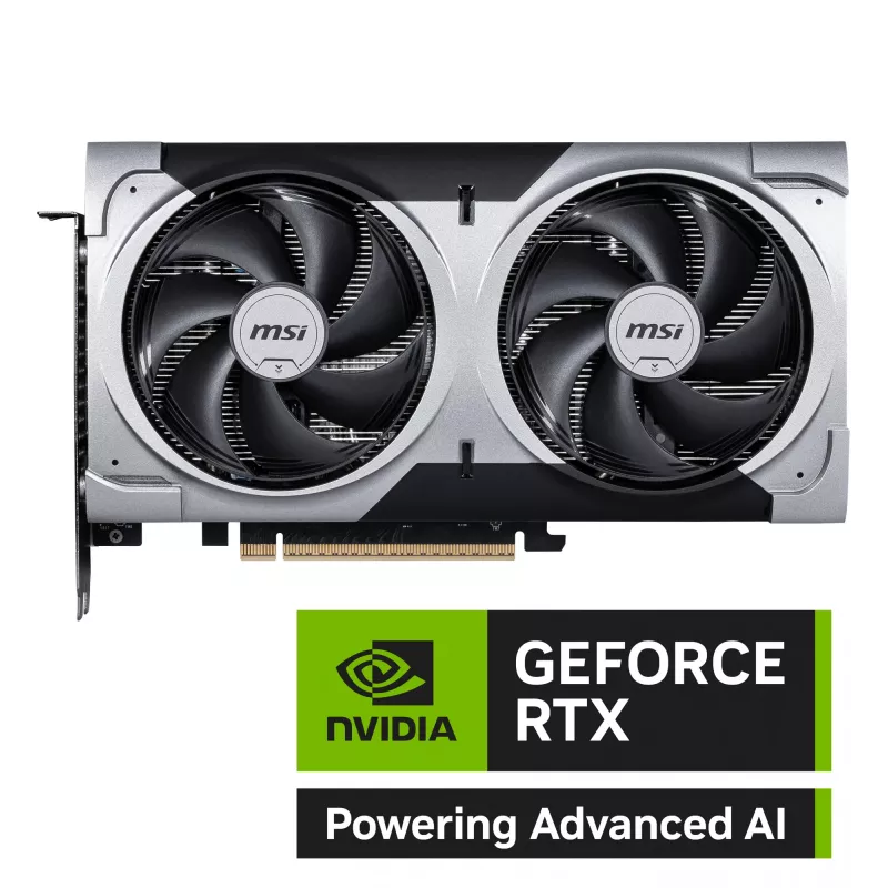 Grafikas karte MSI GeForce RTX 5060 Ti 16 GB GDDR7, PCIe 5.0, 128 bitu, 2602 MHz paātrinājums, 180 W, 2 ventilatori