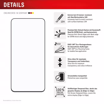 Displex Premium ekrāna aizsargs (pilns pārklājums, 10H) Samsung Galaxy S25 FE/S24 FE, EASY-ON® Eco montāžas rāmis, pilns pārklājums