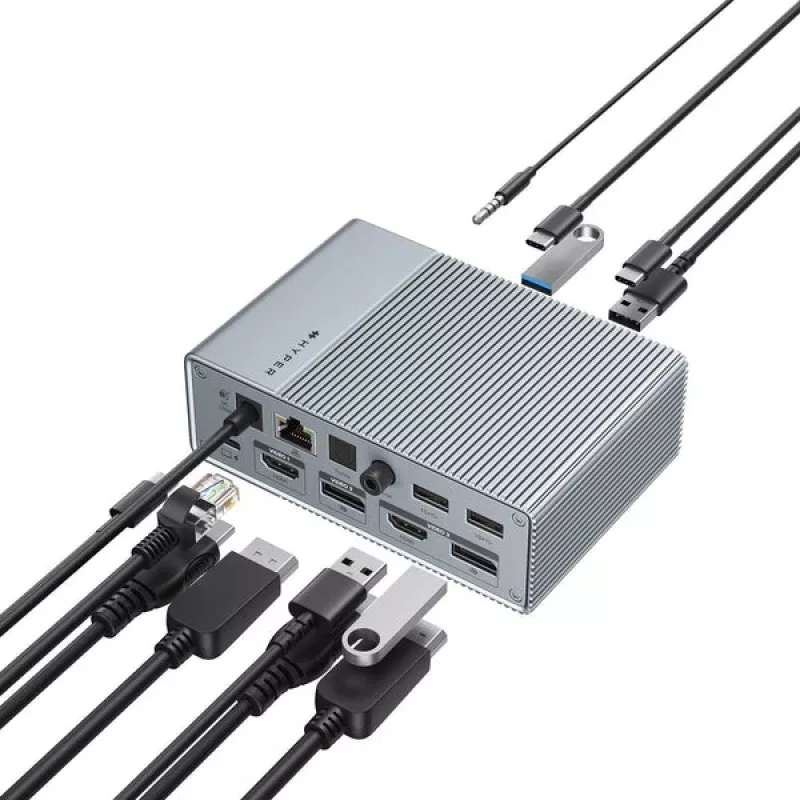Targus HDG215-EUZ saskarnes centrmezgls USB 3.2 Gen 2 (3.1 Gen 2) Type-C sudraba krāsā