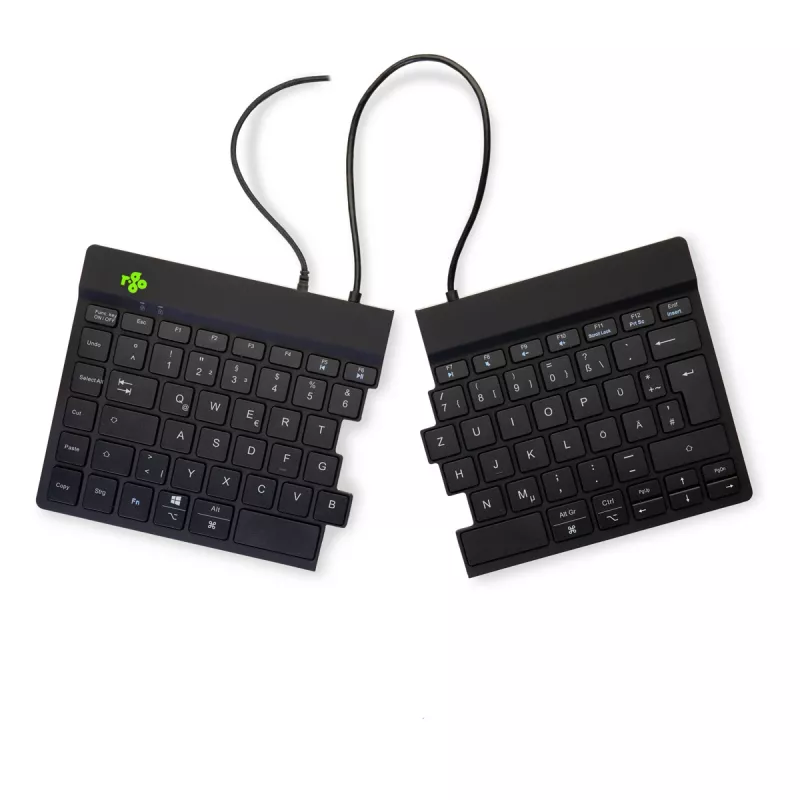 R-Go Tools ergonomiskā tastatūra R-Go Split Break v2 ar pārtraukumu programmatūru, ergonomiski sadalīta tastatūra, QWERTZ (DE), vadu savienojums, melna