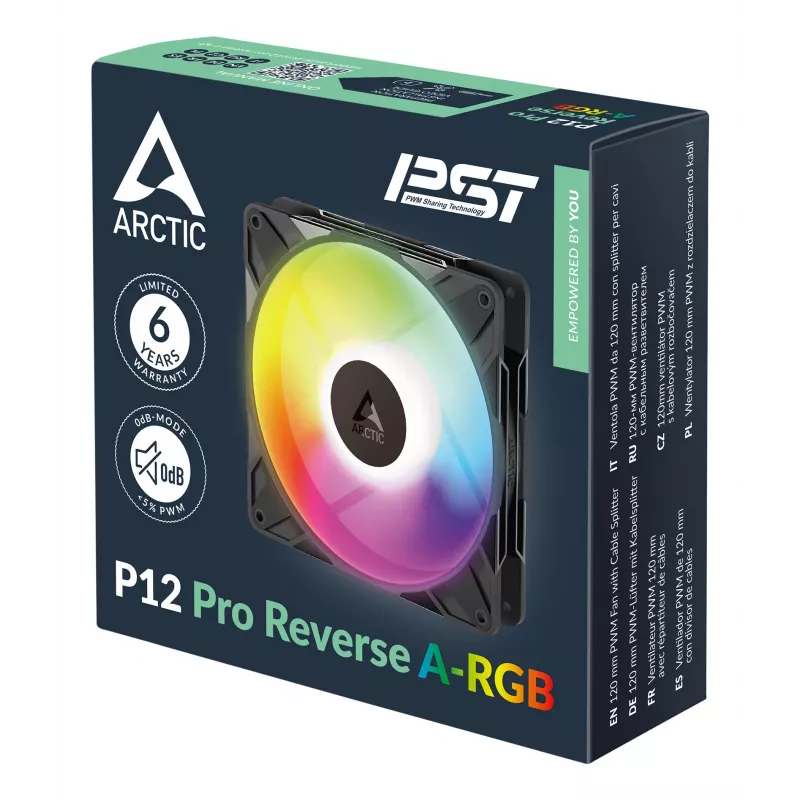 ARCTIC Freezer P12 Pro Reverse A-RGB - 3 iepakojumā Datora korpusa ventilators 12 cm Melns 3 gab.