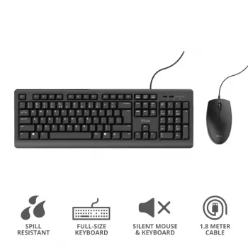 Trust Primo tastatūra Pele iekļauta Birojs USB Vācu Melna