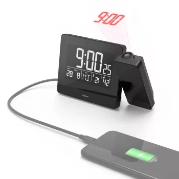 Hama Plus Charge digitālais modinātājpulkstenis melns
