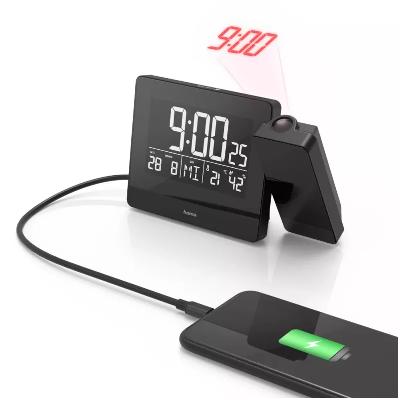 Hama Plus Charge digitālais modinātājpulkstenis melns