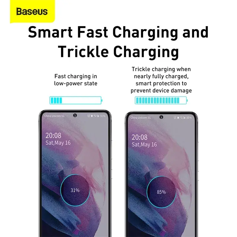 Baseus Super Si iekštelpu lādētājs balts ātrā uzlāde 12V 1xUSB-C