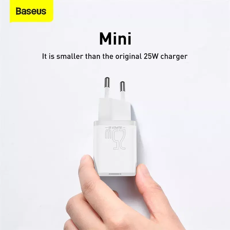 Baseus Super Si iekštelpu lādētājs balts ātrā uzlāde 12V 1xUSB-C