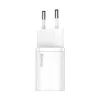 Baseus Super Si iekštelpu lādētājs balts ātrā uzlāde 12V 1xUSB-C