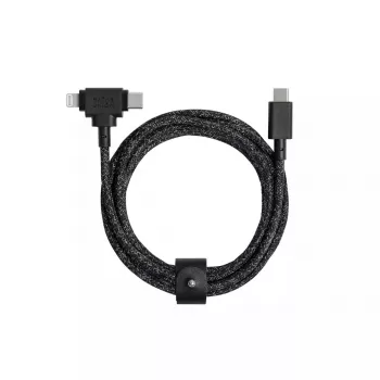 USB kabelis Native Union Belt kabelis Duo 1,5 m USB‑C uz USB‑C/Lightning melns