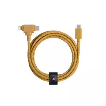 USB kabelis native union Belt kabelis Duo 1.5 m USB-C uz USB-C/Lightning dzeltens