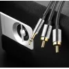 Audio kabelis Vention BCFBJ 2 x RCA uz 3,5 mm mini-ligzdu, 5 m, melns, apzeltīti kontakti, PVC apvalks