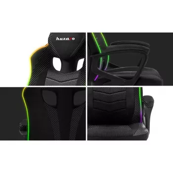 Spēļu krēsls huzaro Force 2.5 RGB Mesh — elpojošs siets, RGB apgaismojums, regulējams augstums, noliecams, 130 kg ietilpība