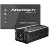 Sprieguma pārveidotājs QOLTEC Monolith 600 W — 12 V līdz 230 V, USB PD 18 W, automašīnai/iekštelpām, melns