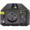 Sprieguma pārveidotājs QOLTEC Monolith 600 W — 12 V līdz 230 V, USB PD 18 W, automašīnai/iekštelpām, melns