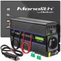 Sprieguma pārveidotājs QOLTEC Monolith 600 W — 12 V līdz 230 V, USB PD 18 W, automašīnai/iekštelpām, melns