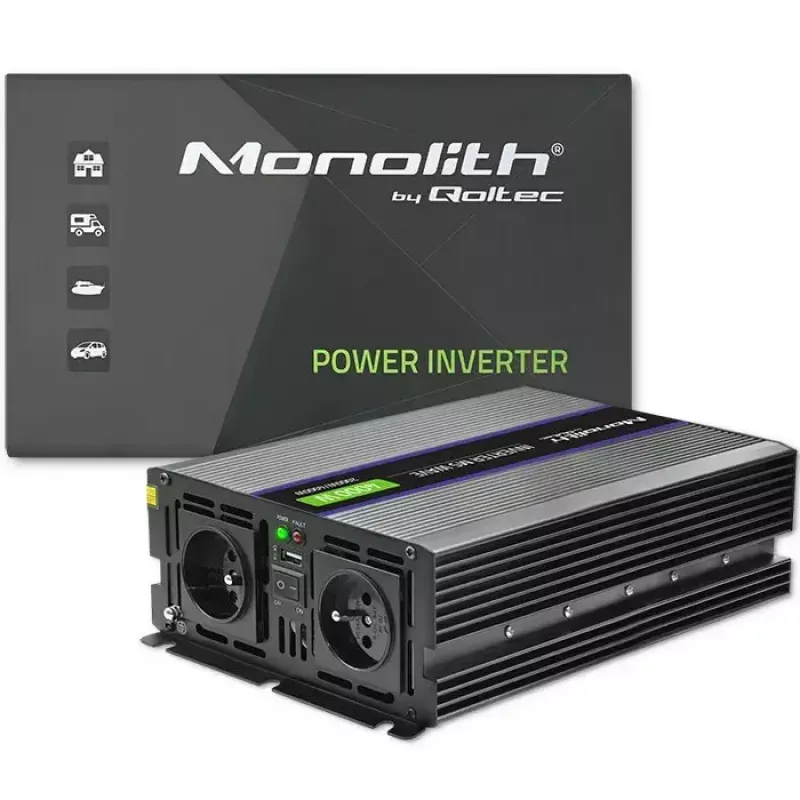 Strāvas pārveidotājs QOLTEC Monolith 4000 MS Wave 12V uz 230V 2000/4000W ar USB