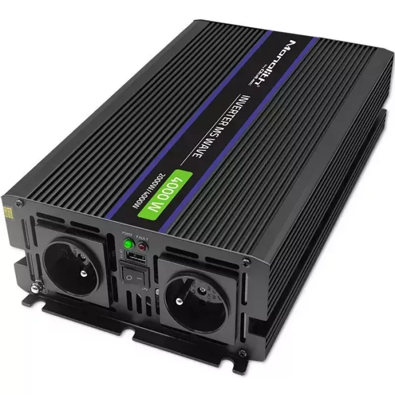 Strāvas pārveidotājs QOLTEC Monolith 4000 MS Wave 12V uz 230V 2000/4000W ar USB
