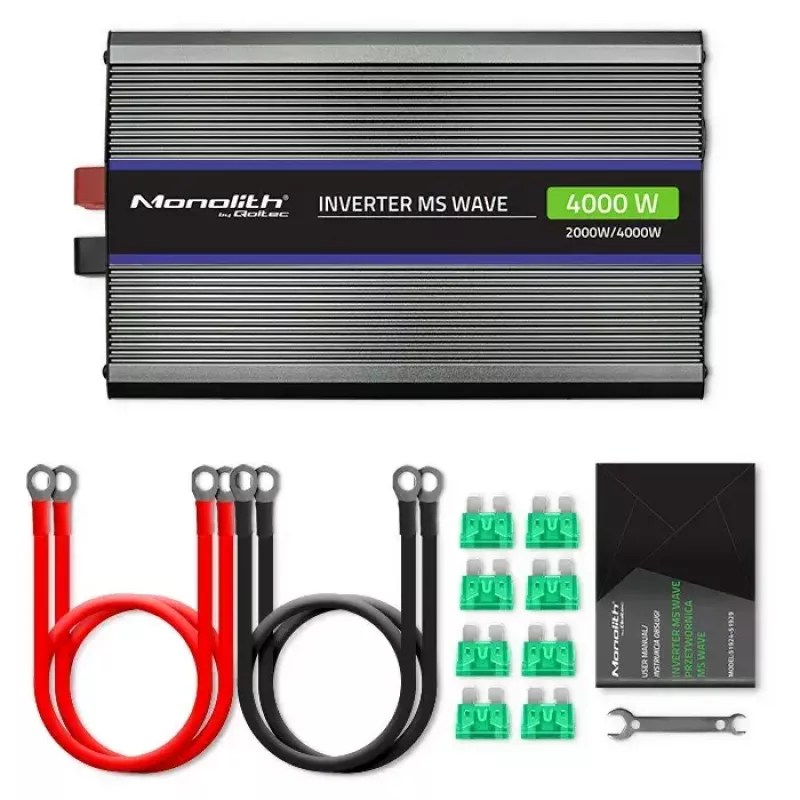 Strāvas pārveidotājs QOLTEC Monolith 4000 MS Wave 12V uz 230V 2000/4000W ar USB