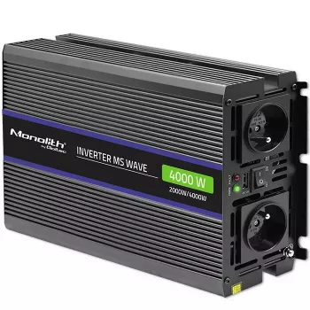 Strāvas pārveidotājs QOLTEC Monolith 4000 MS Wave 12V uz 230V 2000/4000W ar USB