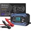 Akumulatora uzlādes ierīce QOLTEC 52482 12/24 V 5/10 A ar LCD displeju un F tipa spraudni